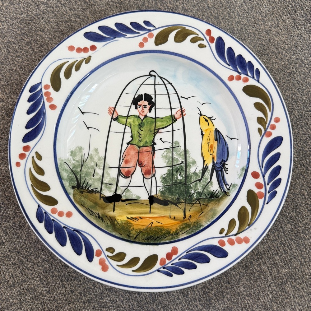 Vietri Upside Down World 1994 Hand Painted Italy Decorative Wall Plate Bowl 9.5"